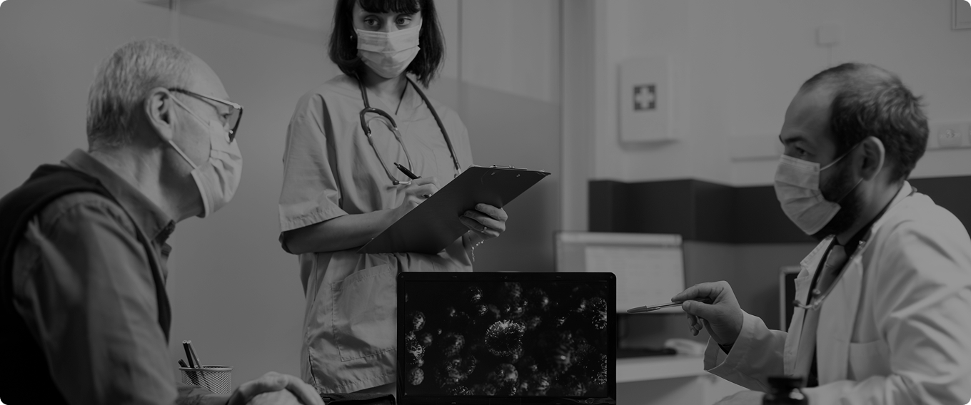 Healthcare professionals using AI-powered diagnostic tools and data analytics for patient care and clinical decision support