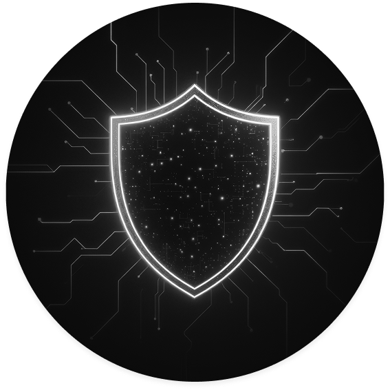 Digital security shield with circuit pathways representing enterprise data protection and AI governance frameworks design